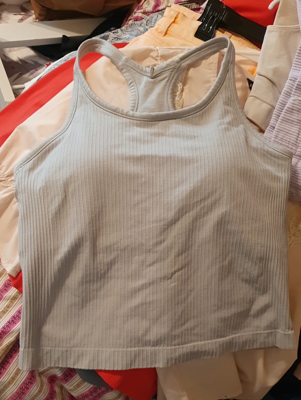 Women’s Ribbed Racerback Tank Top - Light Gray